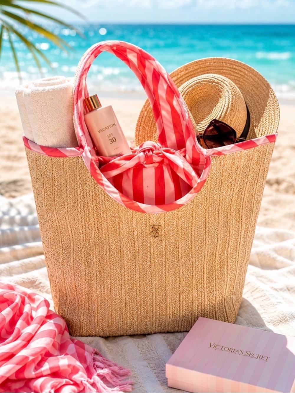 Victoria's Secret Bombshell Reversible Straw Tote